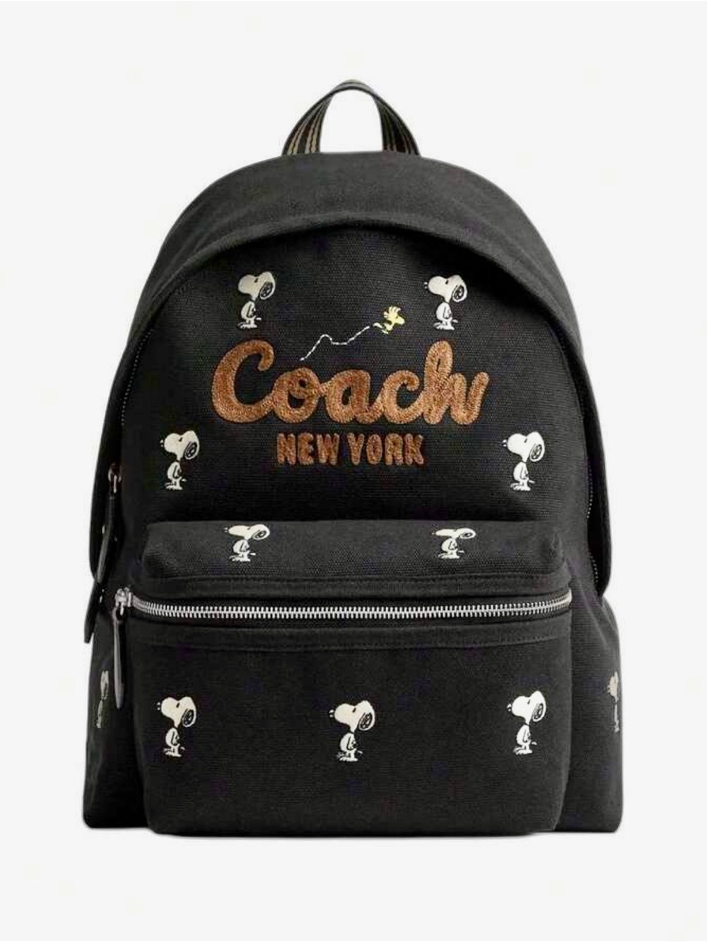 Coach Black Canvas 75th Anniversary Snoopy Backpack NWT